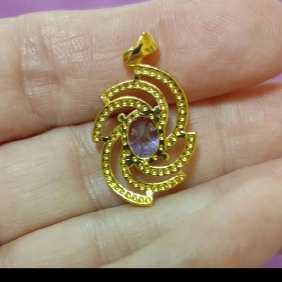 New amethyst cz 18kt gold filled pendant - Picture 8 of 9